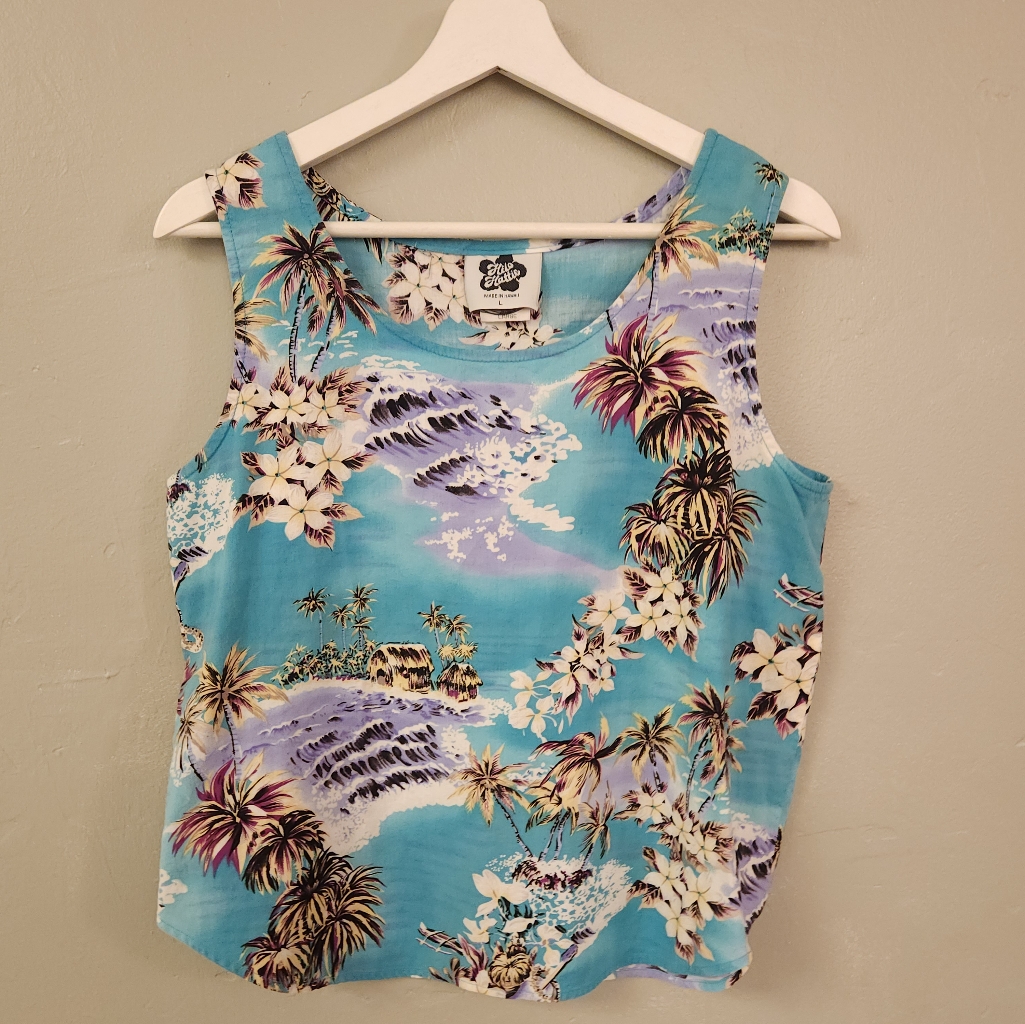 Vintage 1970s 1970s Hawaiian Print Tank Top